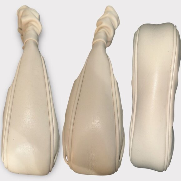 JW PEI Gabbi Ruched Hobo Handbag Ivory Vegan Leather Croissant Top Handle Bag - Picture 5 of 8